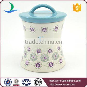 Modern Style Ceramic Storage Containers With Blue Lid photo-2