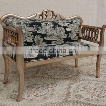 BISINI Wood Carved Double Seater Chair, Elegant Designed Arm Chair, Solid Wood Living Room Sofa Chair (BF01-X1191) photo-2