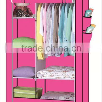 Single Canvas Effect Wardrobe Clothes Storage Cabinet photo-3