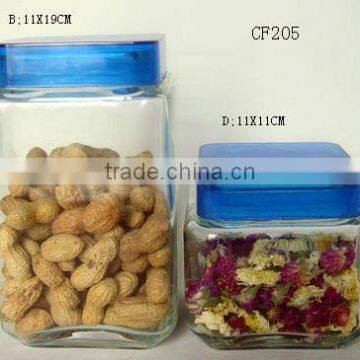 2 Sizes Glass Mason Jars With Blue Plastic Lid
