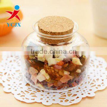 Transparent Borosilicate Glass Round Jar with Cork Lid