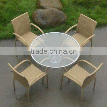 PE rattan coffee table and chair set