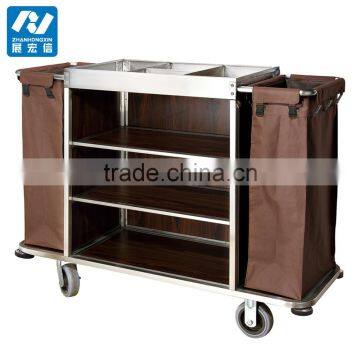 Hotel Luxury Flambe Solid Wood Cooking Trolley
