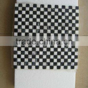 Black and white marble mosaic floor tile