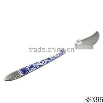 High Quality Blue and White Porcelain Stainless Steel Metel Spoon photo-2