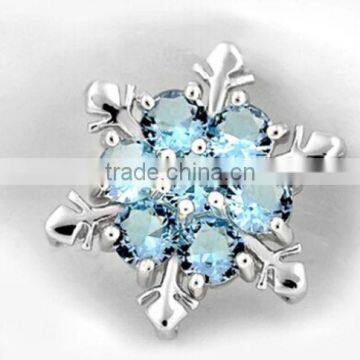 Cheap 2016 New XMAS Gift Blue Crystal Snowflake Frozen Flower Silver Plated Necklace Pendant photo-3