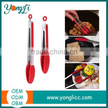 Eco Friendly Colorful Stainless Steel Food Tongs Silicone Kitchen Utensils