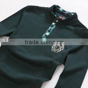 Men's Pique Knit Long Sleeve t Shirt 100%cotton photo-2
