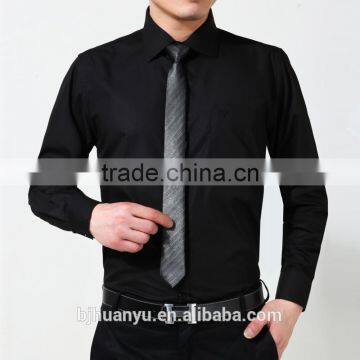 Men handsome black T/C dress shirt 2015