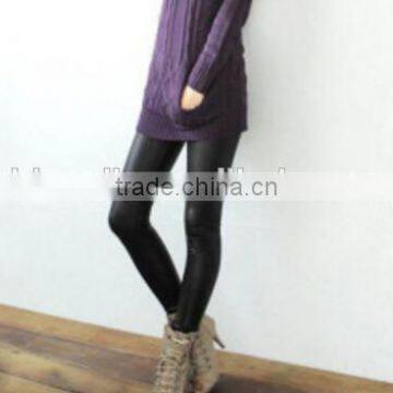 Wholesale Faux Suede High Waist Leggings Tan Breathable Women Legging Pants photo-3