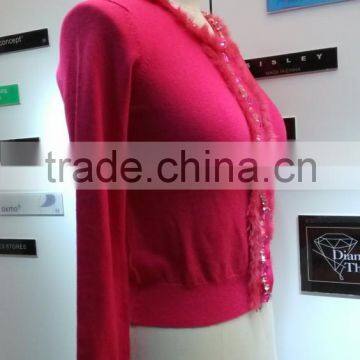2014 Ladies Knitted Sweater,cardigan With Manual Nail Bead photo-3