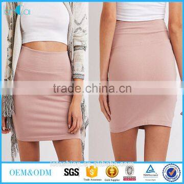 2017 new style plain cotton and pink tight short skirt for women