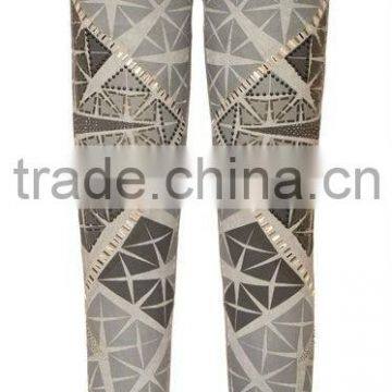 Newest Fashion Jeans Print Pattern Beaded Capris Skinny Pictures Sexy Jeans Women photo-2