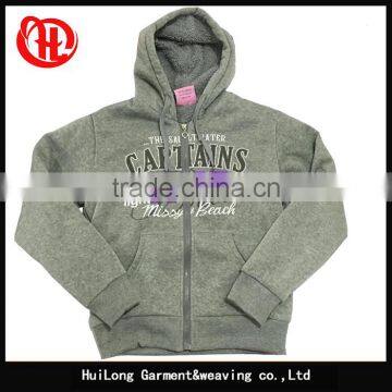 Fleece shell Zipper up hoodies lady hoody jacket with sherpa lining