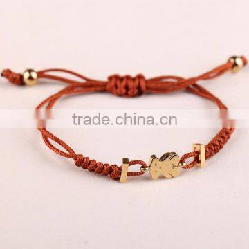 diy red cord woven steel charm bracelet with adjusted size handmade string steel charm bracelets for friendship bracelet 2016