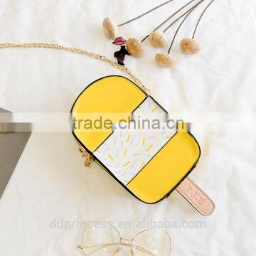 Bag 2017 Girls Shoulder Long Strip Bag Yellow Ice Cream Designer Bag photo-2