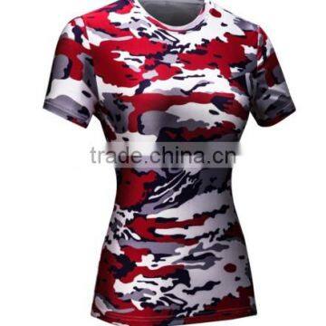 Women sports compression short sleeves t-shirt