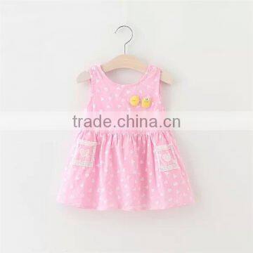 Children's clothing sleeveless summer skirt sling dresses red heart printed kids model dress