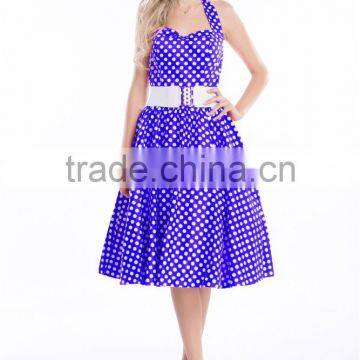 Women's Vintage Rockabilly Swing 1950's Evening Party Dress With Belt photo-4