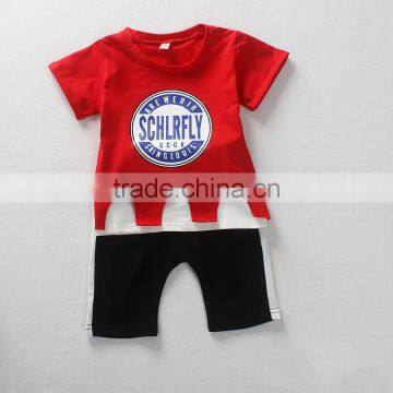 Wholesale summer cotton printing boys kids t shirt and shorts