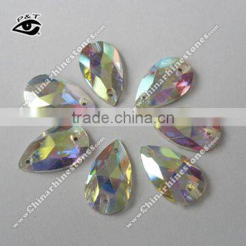 Flat Back Stone Crystal Sew on Crystal Tear Drop 17x28mm Crystal AB With Holes For Clothing Wedding Dresses photo-3