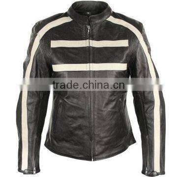 Wholesale Rivet black leather motorbike jackets for women