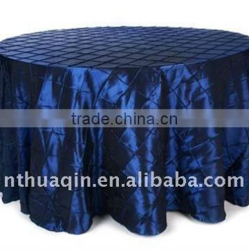 Navy blue pintuck taffeta table cover and tablecloth table linen