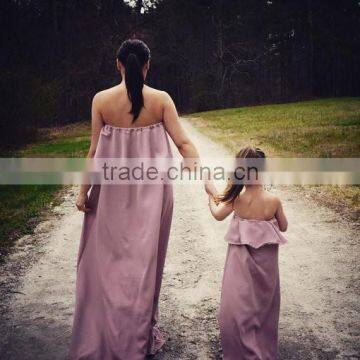 Mommy and me Maxi Dresses Family Clothing Sets Light Purple Women Wear photo-2