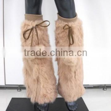 YR129 Real Natural Genuine Rabbit Fur Leg Warmer For Women