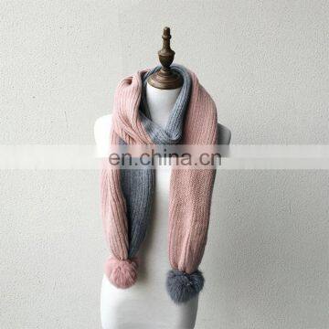Multicolor or Pure Colour Genuine Rabbit Hair Ball Knitted Wool Scarf photo-2
