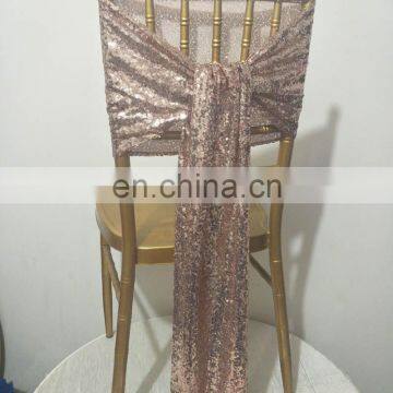 Graceful Popular High Quality Rose Gold Sequin Chair Sash photo-4