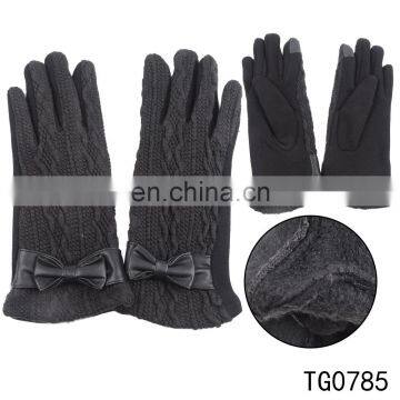 TOROS winter fashion polyester women warm black knitted gloves