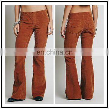 Wholesale Bell Bottom Spandex Slim Office Curdroy Pants for Women Coffee NT6728