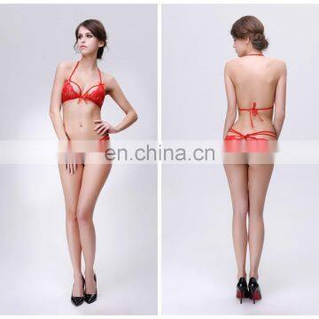 sexy red fancy lace bra transparent panty set