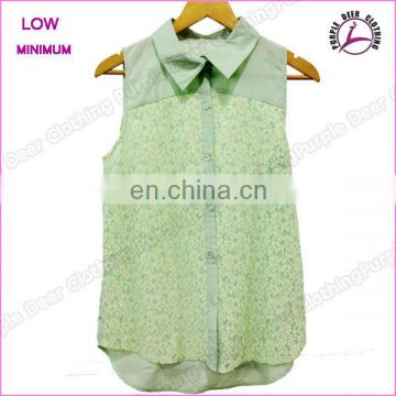 Fashion models chiffon blouse sleeveless lace lady bouse & top