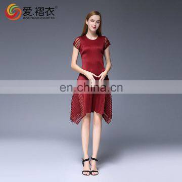 2016 Hot Summer Single Dress Women Elegant O Neck Fashion Dress With Sheer Hem Design photo-5