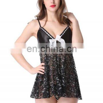 New Women Sexy Lady Underwear Sleepwear Nightwear Lace Lingerie Sets Mini Dress And G-string