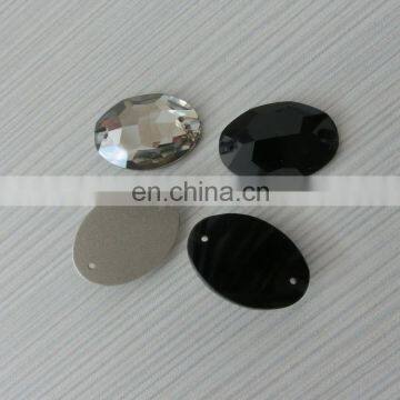 Capri Blue Jet Flat Back Oval Stone Sew on Rhinestones Pujiang Crystal Manufacturer photo-3