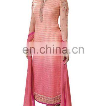 Decent Pink Colour Semi-Stitched Salwar Kameez Dress Material For Occasion Wear / New Arrival 2016 Dress Material(salwar Kameez) photo-3