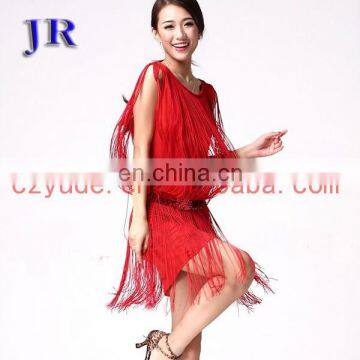 Competition fringe latin dance costume dress L-7002#