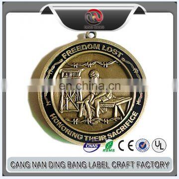 Zinc Alloy Die Casting 3D Medal with Antique Brass Plating