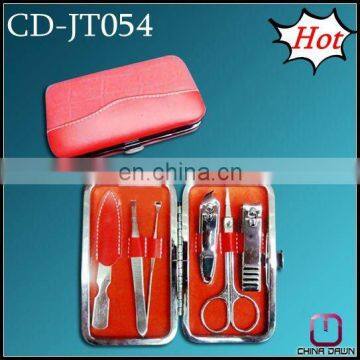 6pcs red hot promotion pu manicure tool set CD-JT054