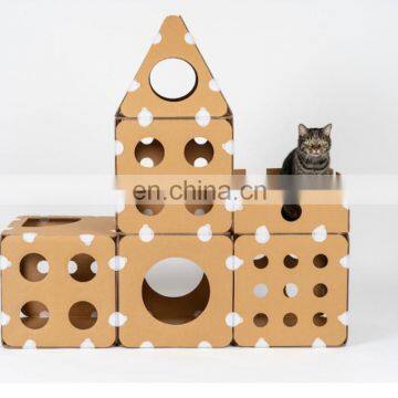 Corrugated Paper Cat House Villa Wear-resisting Pet Toy Cat Scratcher Scratching Board Lounge For Climbing