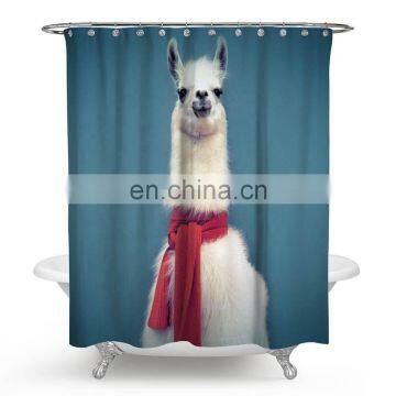 i@home Digital animal print llama polyester shower curtain for bathroom