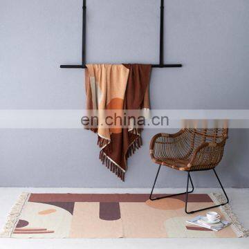 RAWHOUSE Geometric Pattern Knitted 100% Cotton Tassel Throw Blanket With Tassel Use for Sofa photo-6