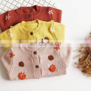 Children's Embroidery Flowers Sweater 2020 Full Sleeves Clothes Girls Sweater photo-2