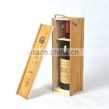 Antique color 1-bottle solid wood wine box , custom silk printing logo