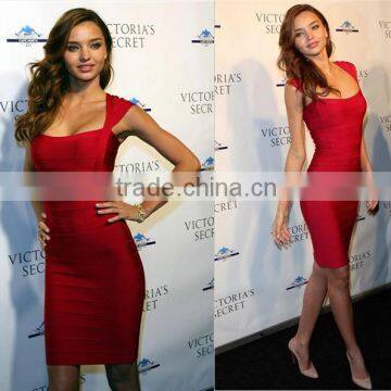 Hot Selling High Quality Women Fashion Sey Miranda Kerr Red Rayon Bandage Dress 2015 Ladies Designer Bodycon HL Bandage Dress Ba