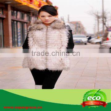 Beauty White Female Raccoon Skin Coat