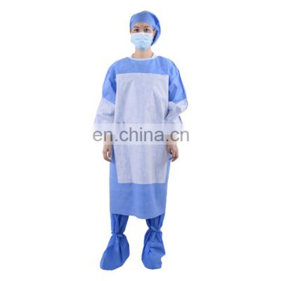 Disposable Waterproof High Performance SMS Non Woven With Knit Cuff Sterilized Surgical Reinforced Gown Medical Isolation Gown